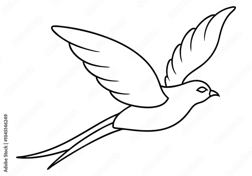 Majestic Bird in Flight in Continuous Line Art Majestic Bird in Flight in Continuous Line Art