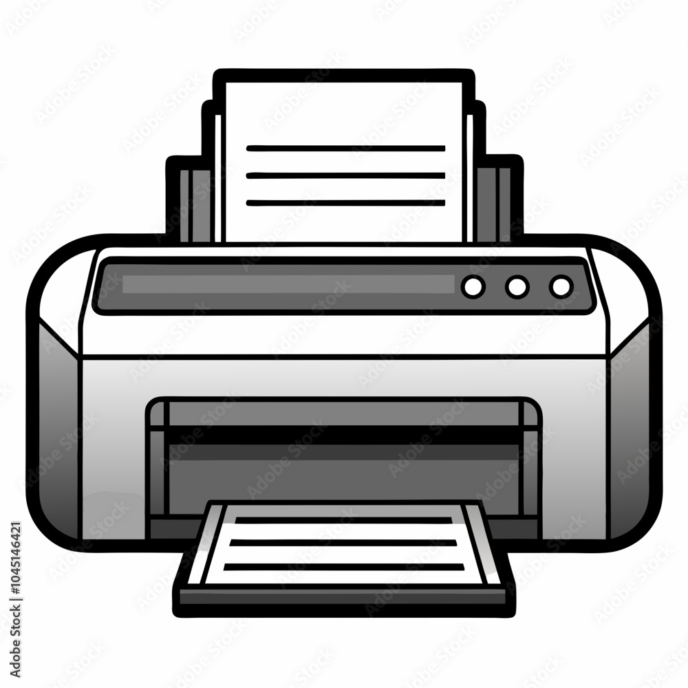 printer with black outline on white background printer with black outline on white background