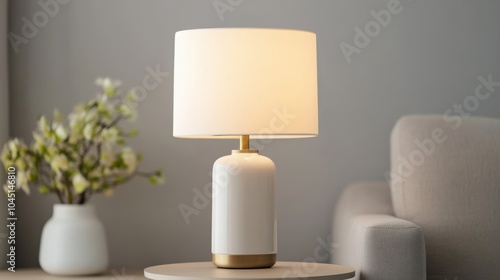 Wallpaper Mural Elegant Table Lamp with Gold Base and White Shade Torontodigital.ca