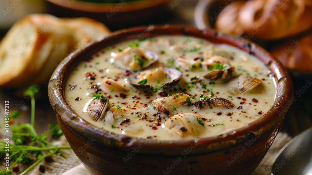 Creamy Clam Chowder with Fresh Herbs and Spices