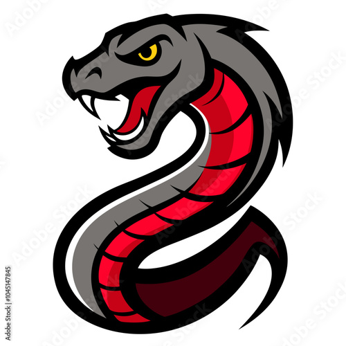 Snake mascot logo, coiled and ready to strike