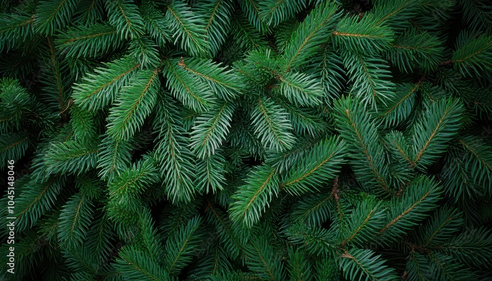 Lush green Christmas tree branches creating a festive holiday background Lush green Christmas tree branches creating a festive holiday background