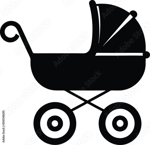 baby carriage silhouette in white background generated with ai 