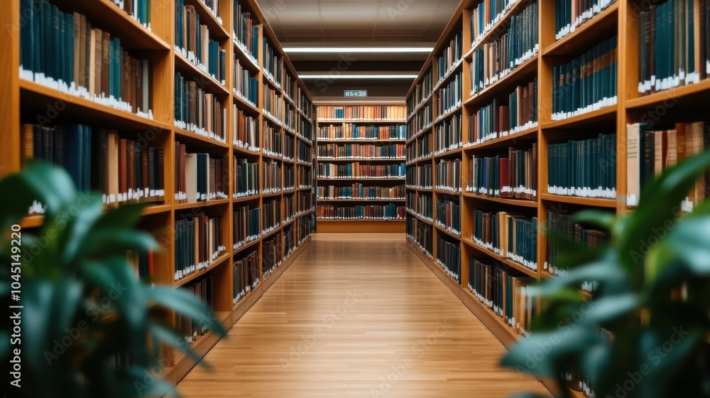 Historic Library with Classic Architecture and Tall Shelves Historic Library with Classic Architecture and Tall Shelves