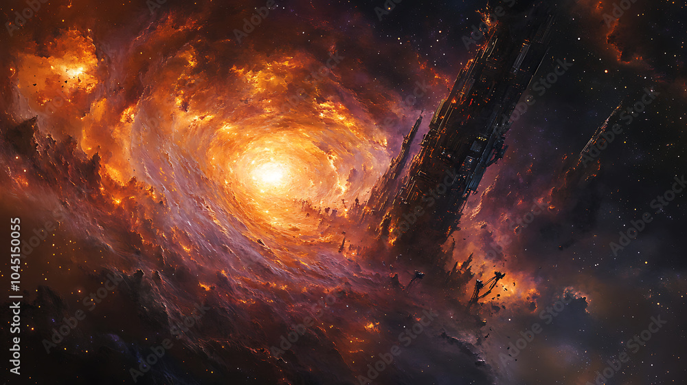 Surreal and impressionistic scene of torn nebula with vibrant colors and swirling clouds, evoking sense of wonder and mystery in cosmos Surreal and impressionistic scene of torn nebula with vibrant colors and swirling clouds, evoking sense of wonder and mystery in cosmos