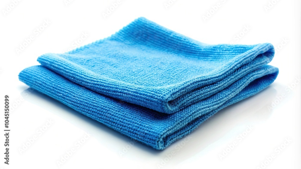 Extreme close-up of blue cleaning rag on white isolated background Extreme close-up of blue cleaning rag on white isolated background