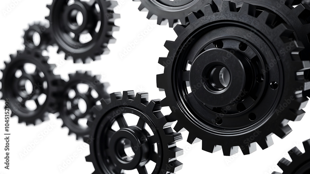 Black gears on white background. Mechanical element Black gears on white background. Mechanical element