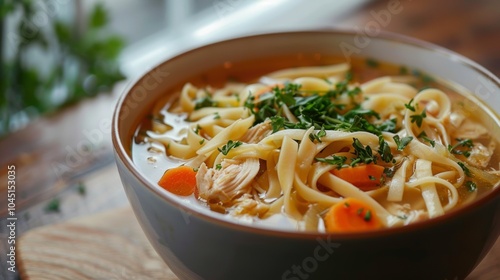 Homemade Chicken Noodle Soup Warm Comfort Food Dish