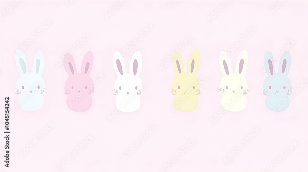 A cute background with pastel-colored, flat design illustrations of adorable animals like bunnies and kittens, all arranged on a light pink backdrop A cute background with pastel-colored, flat design illustrations of adorable animals like bunnies and kittens, all arranged on a light pink backdrop