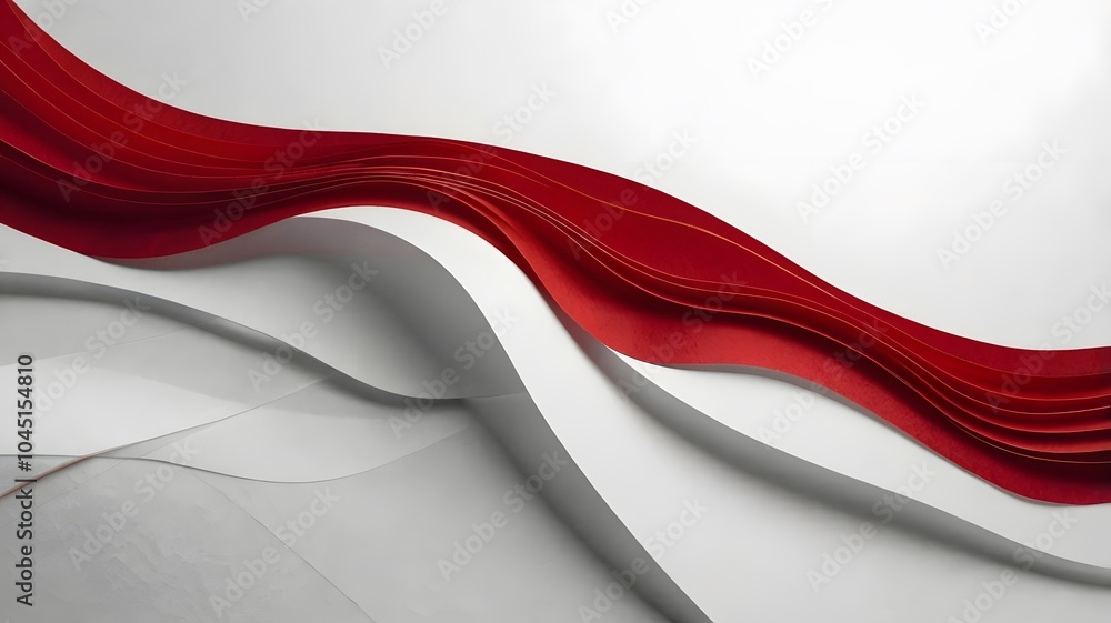 Elegant red & white fabric paper waves flow in motion abstract background, dynamic layer movement artistic style theme Elegant red & white fabric paper waves flow in motion abstract background, dynamic layer movement artistic style theme