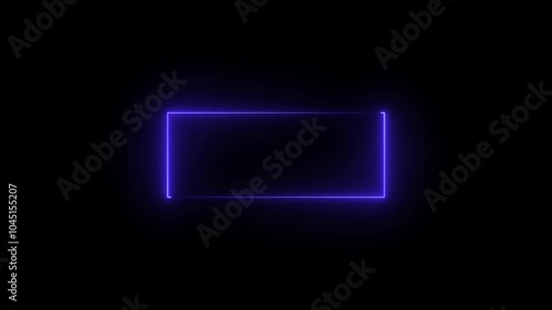 Neon Light, Square , cube. Abstract Futuristic Neon laser Line on black background.