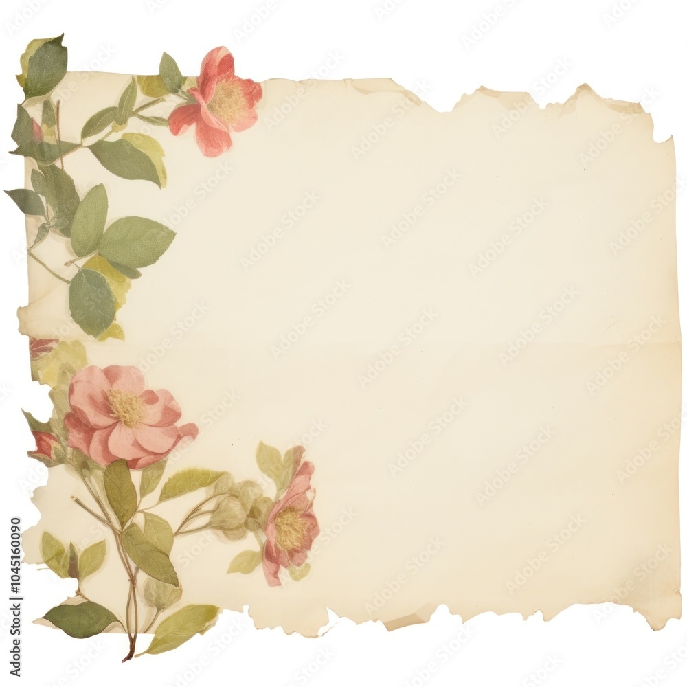 Leaves flowers ripped paper pattern plant text. Leaves flowers ripped paper pattern plant text.