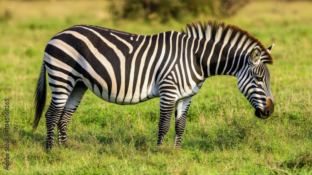 A close-up of a zebra grazing in a grassy field, its black-and-white stripes standing out against the greenery. A close-up of a zebra grazing in a grassy field, its black-and-white stripes standing out against the greenery.