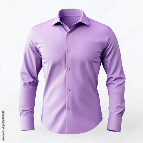 Men's Lavender Solid Long Sleeve Stretch Wrinkle-Free Dress Shirt