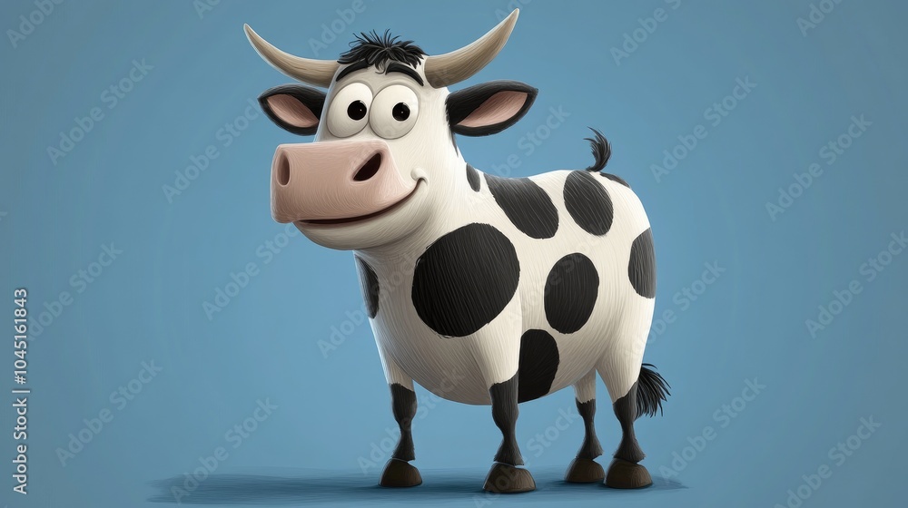 Playful 2D Cartoon Cow Illustrated Character Design Playful 2D Cartoon Cow Illustrated Character Design