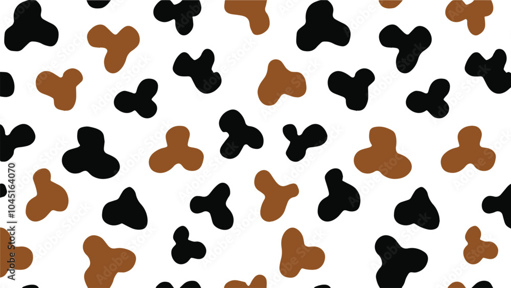 Abstract black and brown cow skin texture or cow print pattern vector. Animal print, repeat pattern design. Abstract black and brown cow skin texture or cow print pattern vector. Animal print, repeat pattern design.