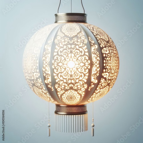 Chinese Paper Lantern with Cut Out Designs A delicate paper lant photo