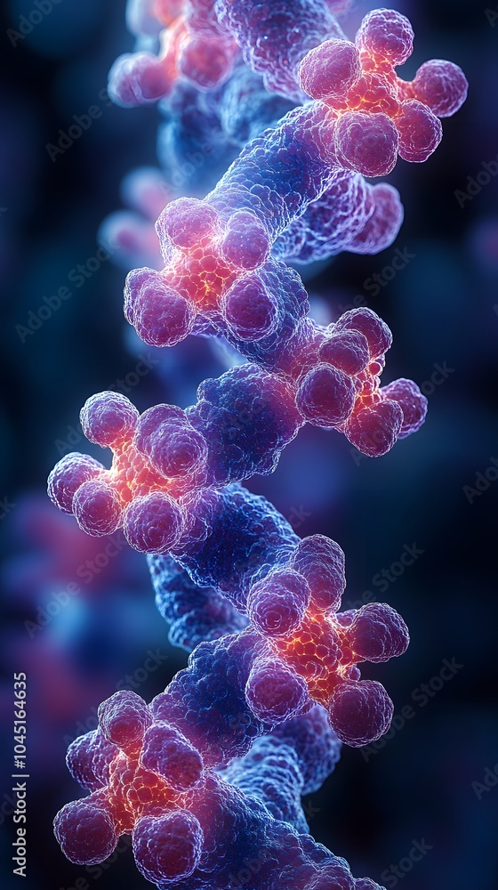 Abstract DNA Structure with Vibrant Color Highlights Abstract DNA Structure with Vibrant Color Highlights