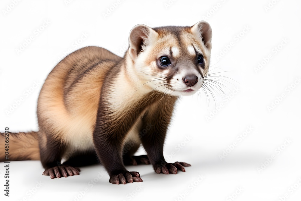 Black footed ferret on white background, Ai Generated Black footed ferret on white background, Ai Generated