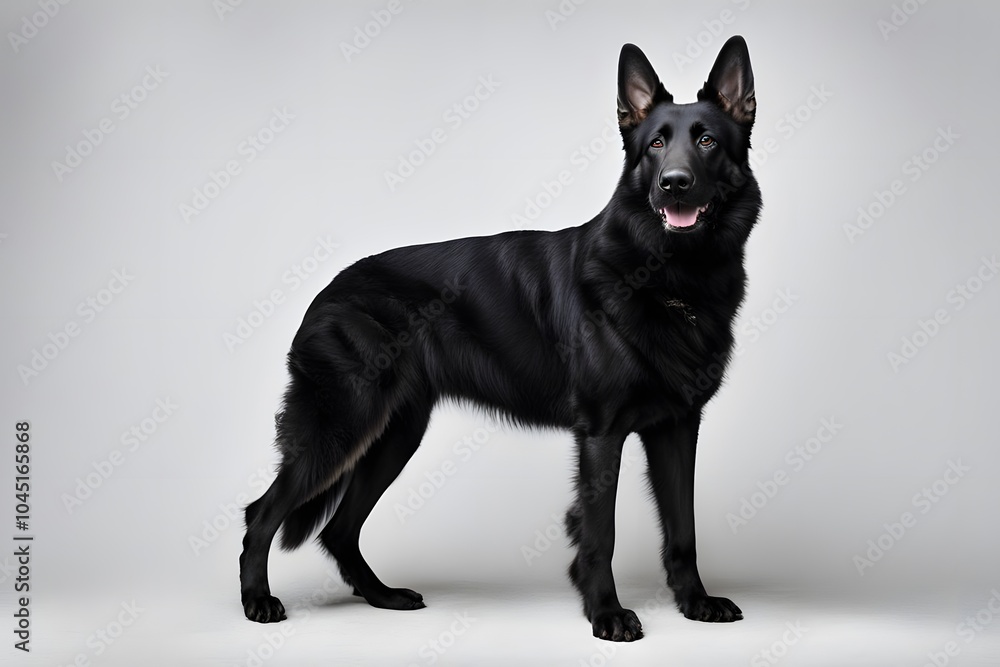 Black german shepherd on white background, Ai Generated Black german shepherd on white background, Ai Generated