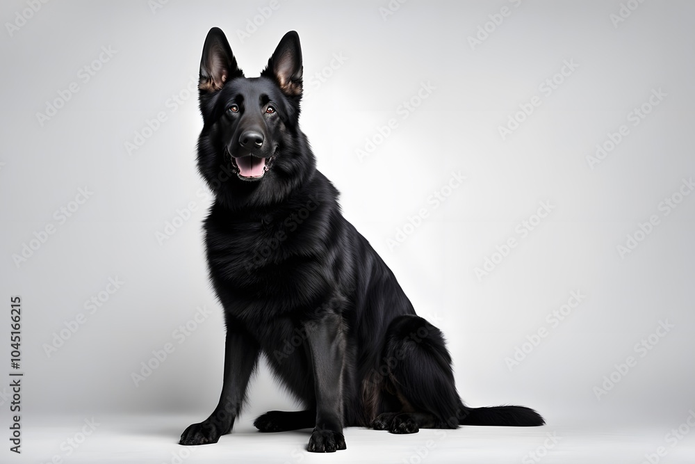 Black german shepherd on white background, Ai Generated Black german shepherd on white background, Ai Generated