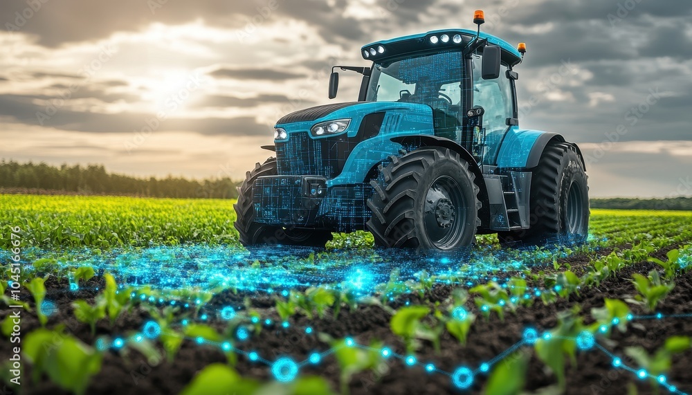 Obraz premium Modern technology in a corn field enhances farming efficiency and productivity