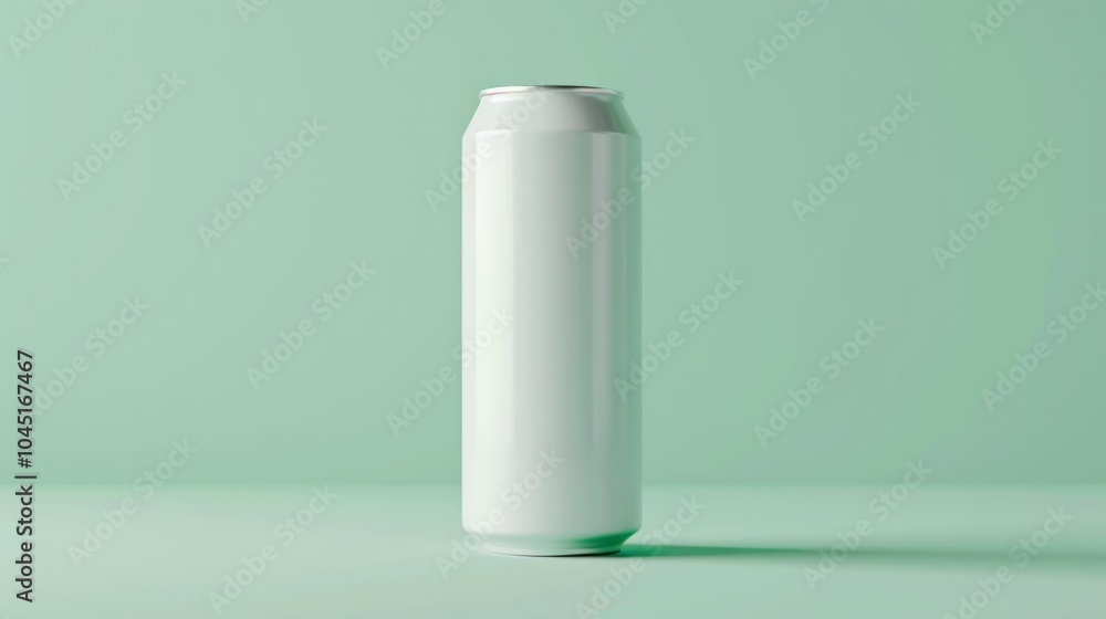 blank tall white plain soft-drink can 355ml floating, on pastel background blank tall white plain soft-drink can 355ml floating, on pastel background