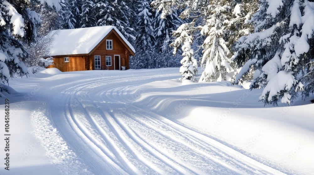 Dynamic Winter Scene with Car Tracks in Deep Snow Dynamic Winter Scene with Car Tracks in Deep Snow