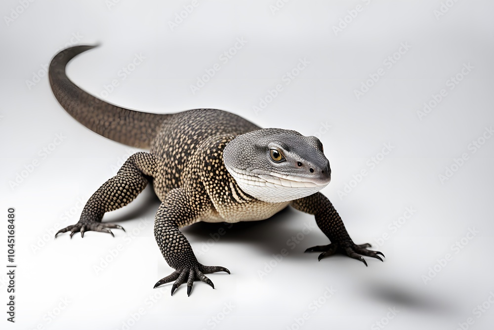 Naklejka premium Black throat monitor on white background, Ai Generated