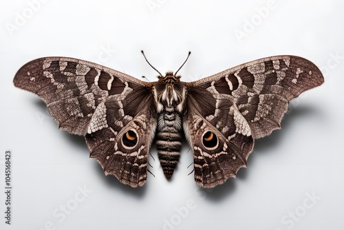 Black witch moth on white background, Ai Generated
