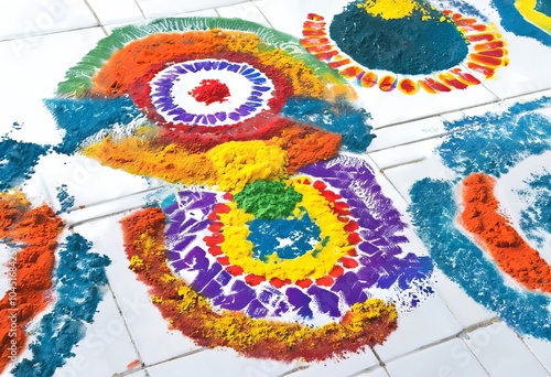 colorful rangoli designs intricate patterns using vibrant colors photo