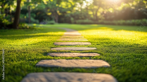 Scenic Stone Pathway in Lush Green Environment