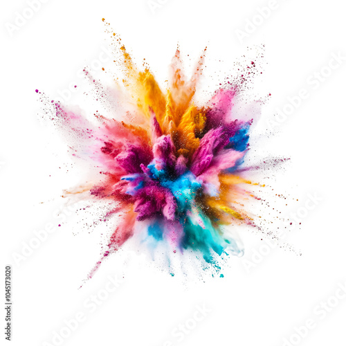 Colorful Explosion of Paint and Powder Splash High-Resolution Cutout