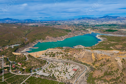 Aerial view of the Santomera reservoir, Murcia Region, Spain