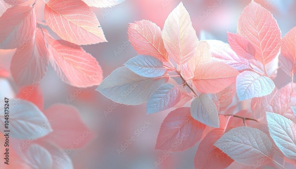 Blurred pastel leaves create a serene nature backdrop with soft color tones Blurred pastel leaves create a serene nature backdrop with soft color tones