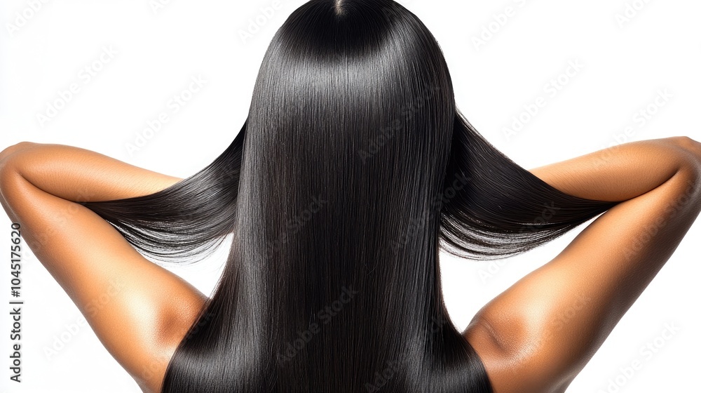 Naklejka premium Woman with Straight Shiny Hair Facing Away