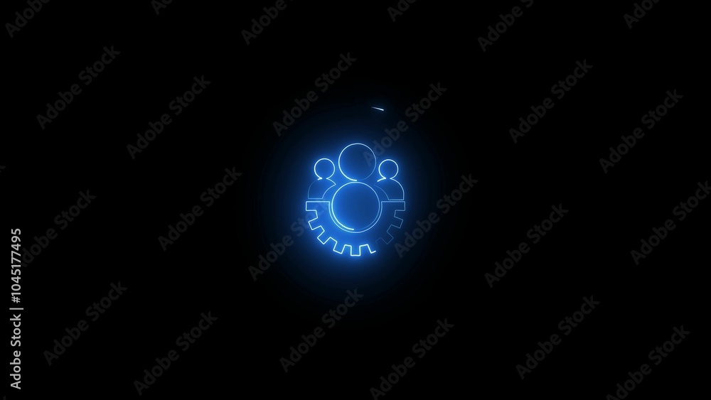 Abstract glowing neon icon with man on black background. Abstract glowing neon icon with man on black background.