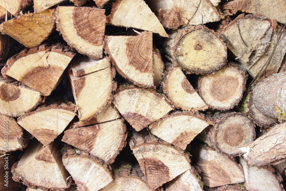 Fototapeta premium split firewood piled on a pile.