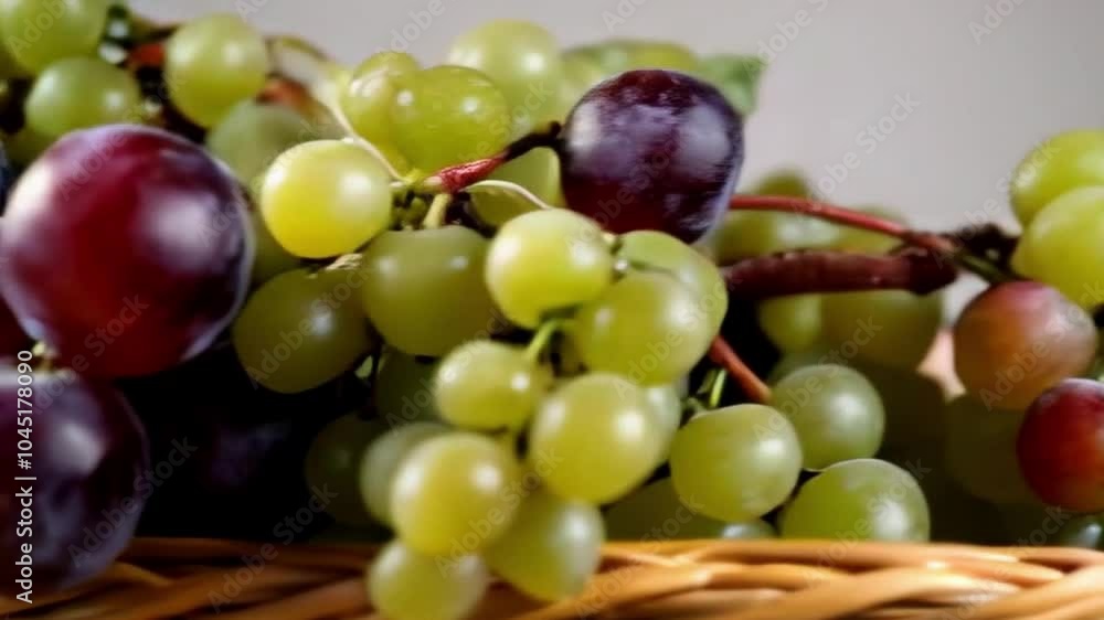 grapes in a basket with green and purple ones grapes in a basket with green and purple ones