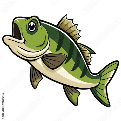 Bass fish vector illustration Isolated white background.