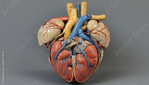 Detailed illustration of the human cardiovascular system showcasing heart anatomy photo