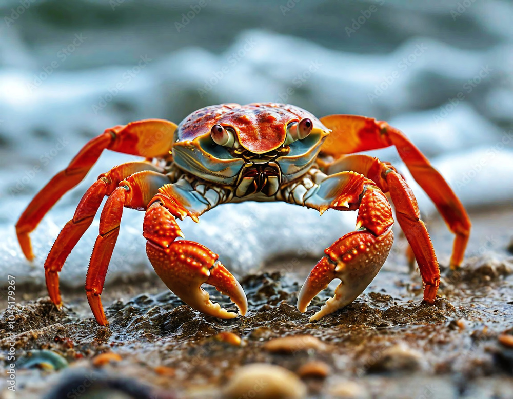 Sally Lightfoot crab on the beach, Galapagos Islands, Ecuador Sally Lightfoot crab on the beach, Galapagos Islands, Ecuador