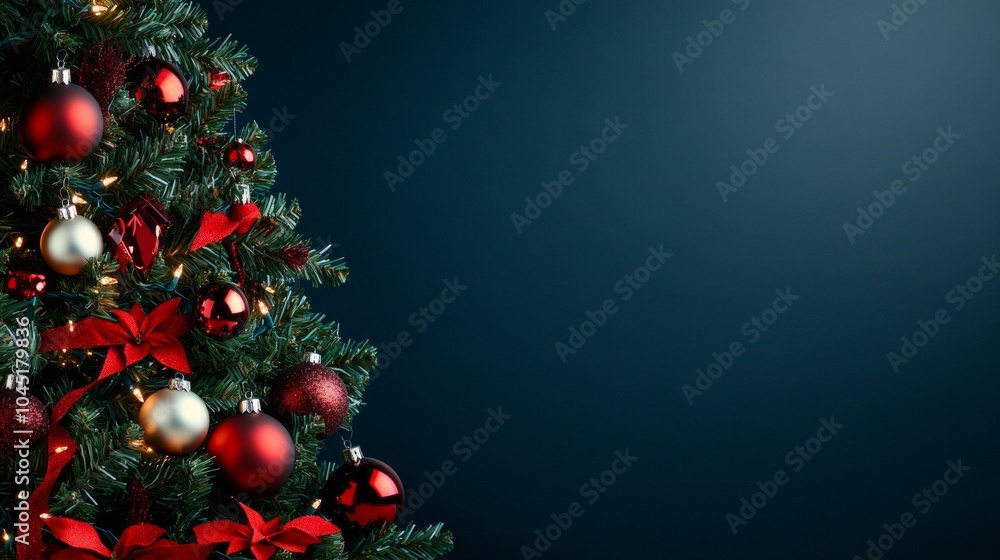 Christmas tree decorated with red and white ornaments Christmas tree decorated with red and white ornaments
