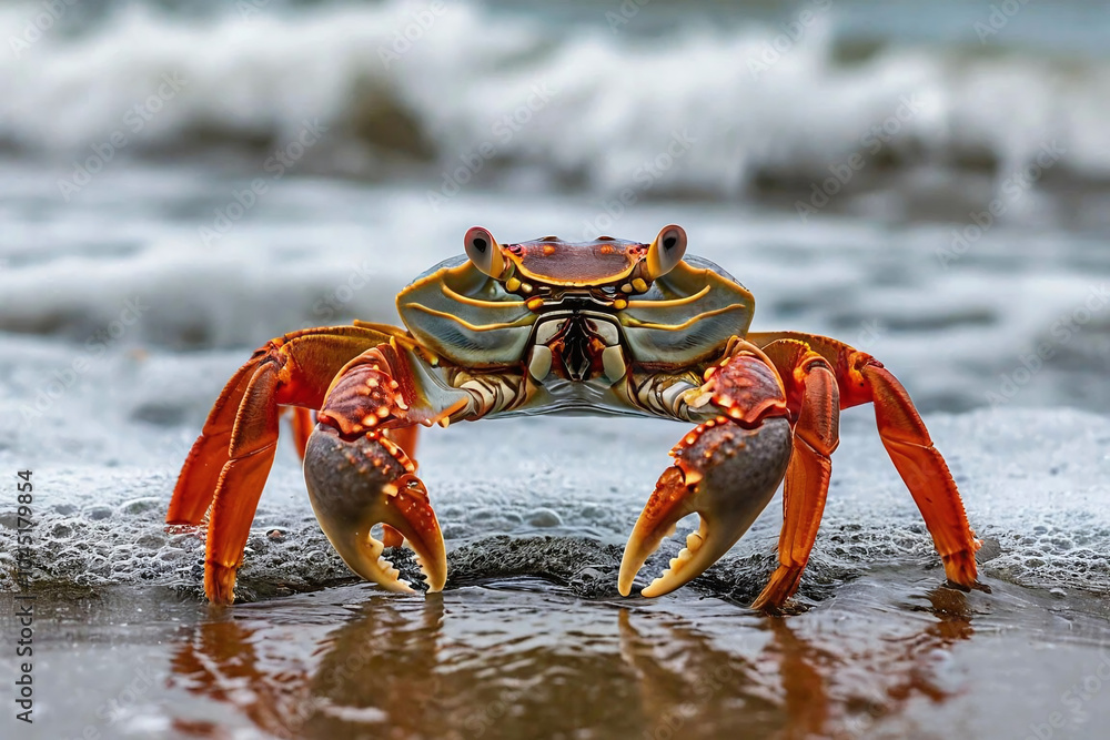 Close-up of a crab on the seashore. Selective focus. Close-up of a crab on the seashore. Selective focus.
