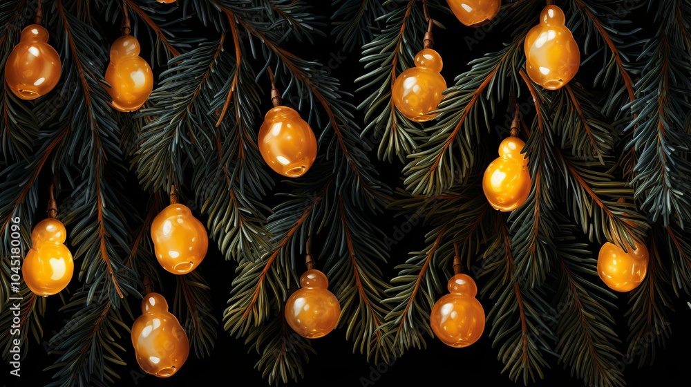 Decorative Continuous Elements with Thick Leaves and Lights Decorative Continuous Elements with Thick Leaves and Lights