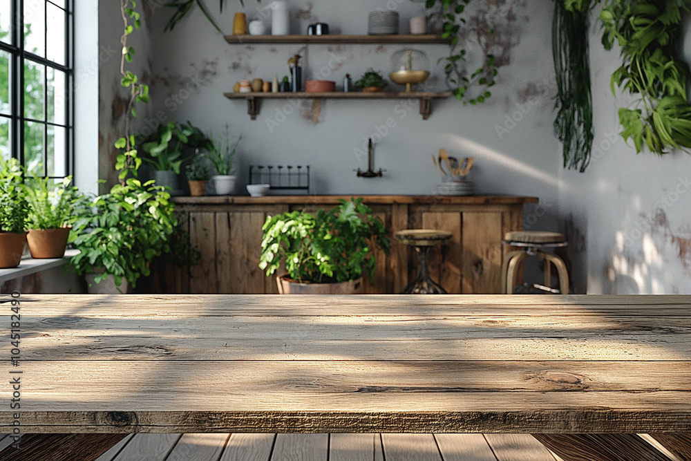 Empty wooden table in the kitchen background. for product display. Empty wooden table in the kitchen background. for product display.