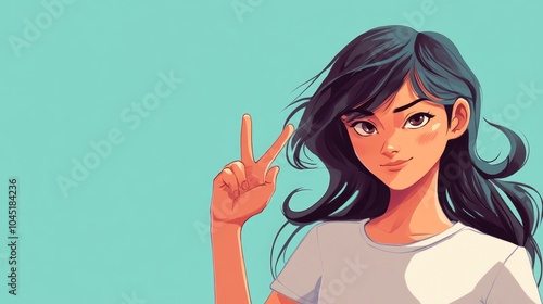 2D cartoon illustration of a woman making an OK gesture with her hand