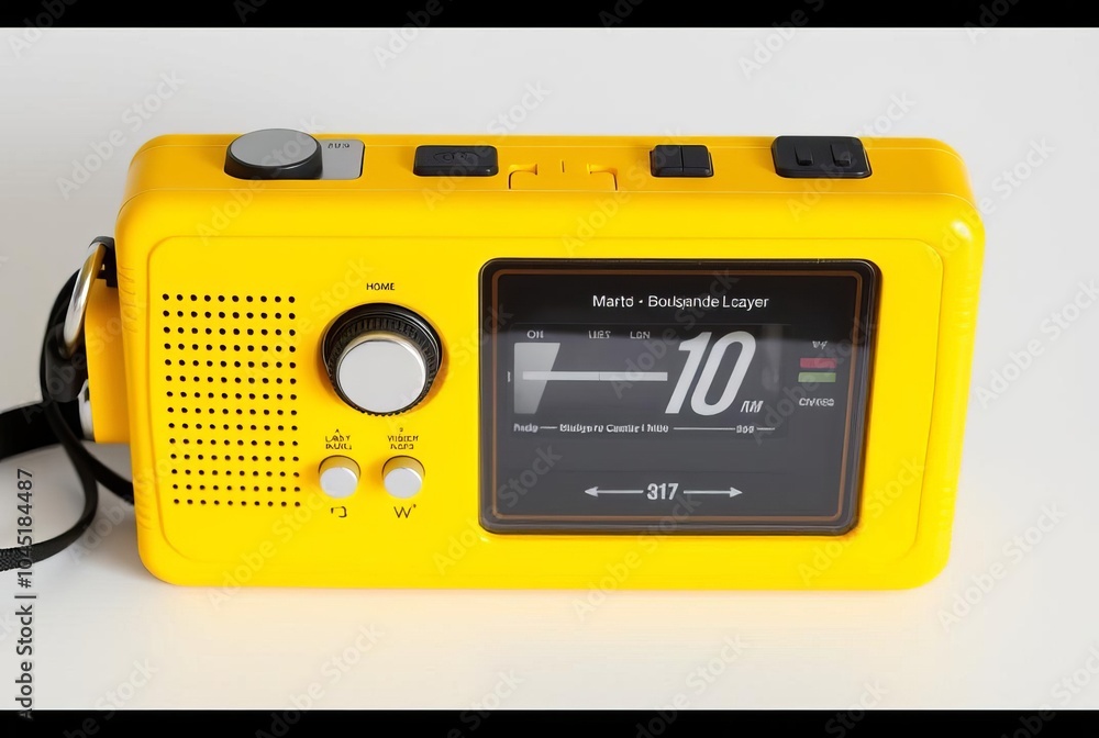 Fototapeta premium Retro portable cassette player A yellow portable cassette player