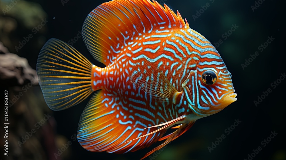 Vibrant Orange Discus Fish in Macro Shot Vibrant Orange Discus Fish in Macro Shot