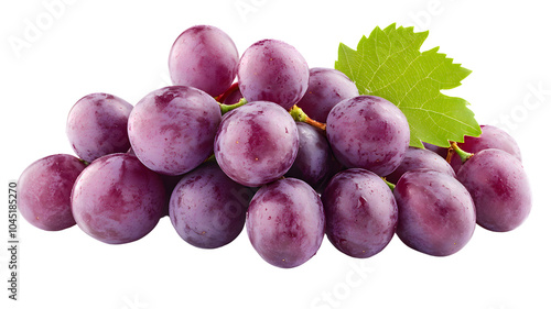 Fresh Purple Grapes on White Background